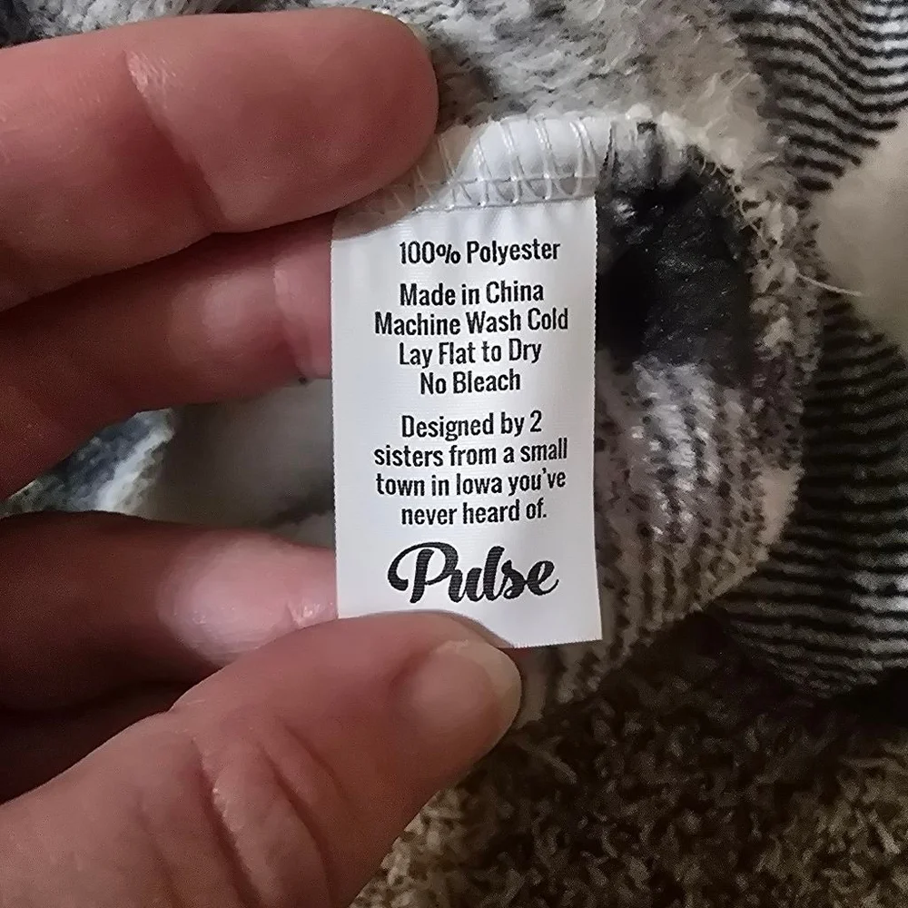 Women's Black White Plaid Fleece 1/4 Zip Sweatshirt S - Picture 3 of 4